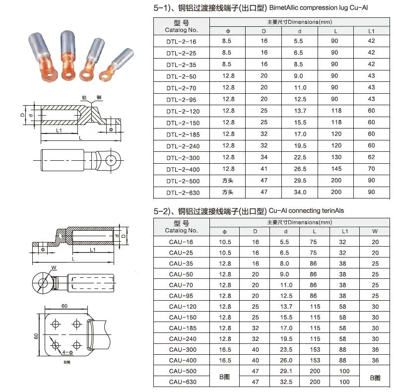 Dtl-2 Copper Aluminium Cu/Al Bimetallic Cable Lug